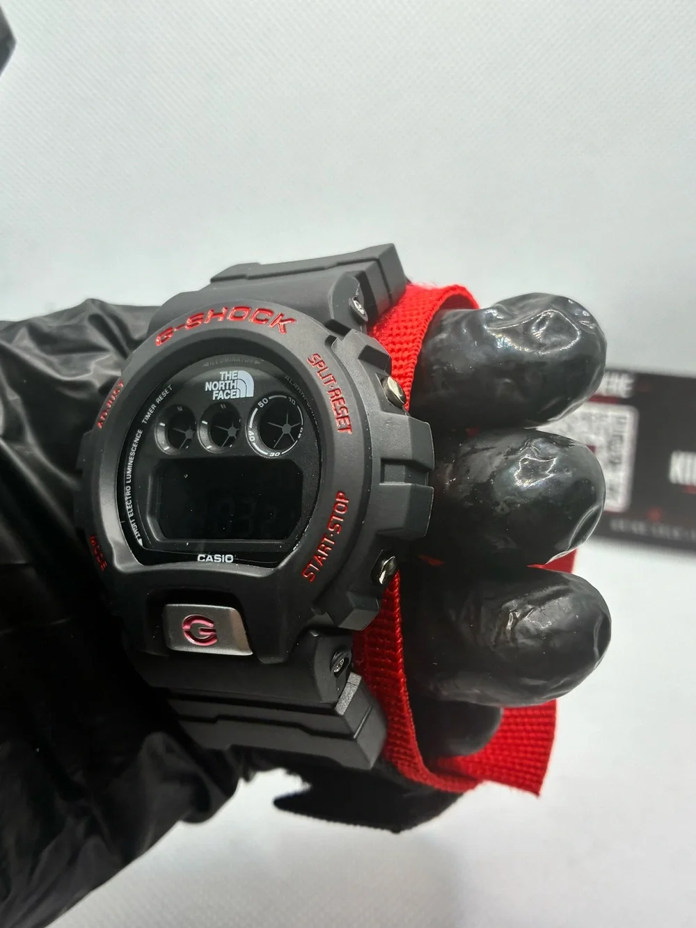 Red & Black SupremeXNorthFace G-Shock Blacl Analog-Digital Watch